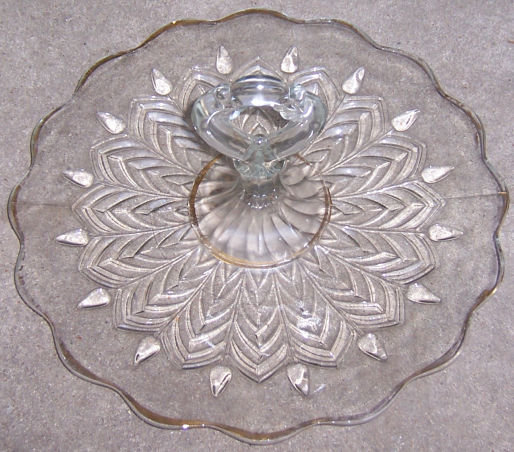 Vintage Glass Cake Plate with Handle in Middle