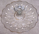 Vintage Glass Cake Plate with Handle in Middle