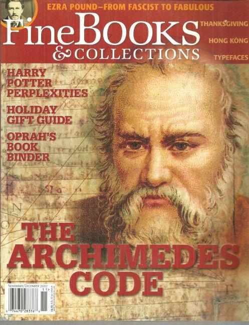 Fine Books and Collections Magazine November/December 2007 Archimedes/Ezra Pound