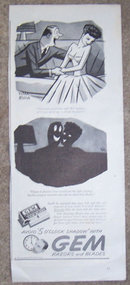 1944 Peter Arno Gem Razors WW II Magazine Advertisement