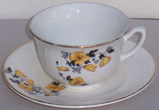 W. S. George China Astor Yellow Poppy Cup and Saucer