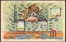 Comic Postcard of Dog Taking Bath Clean Forgot to Write