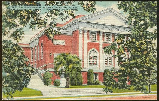 Vintage Unused Postcard of First Baptist Church, Dothan, Alabama