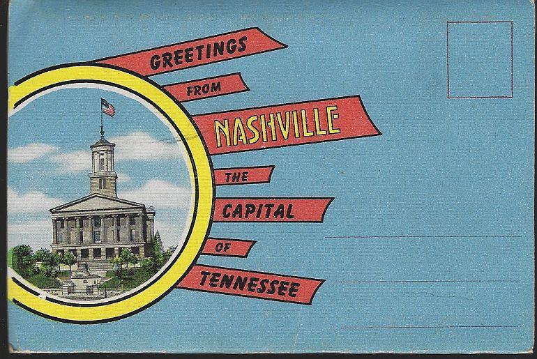 Vintage Souvenir Postcard Folder of Nashville, Tennessee Athens of the South