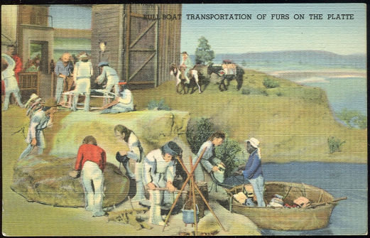 Postcard of Bull Boat Transporation on the Platte