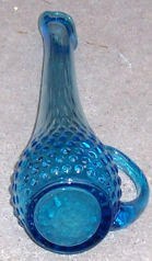 Blue Stretch Glass Ewer with Dots and Applied Handle