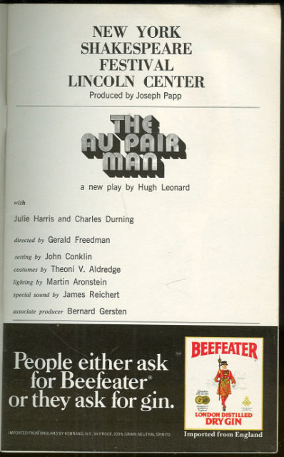 Playbill Au Pair Man Julie Harris and Charles Durning