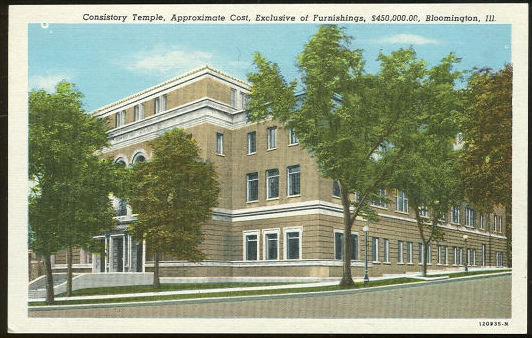 Postcard of Consistory Temple, Bloomington, Illinois
