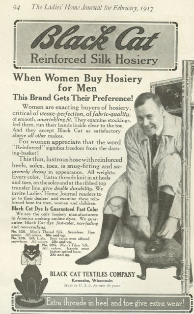 Black Cat Reinforced Silk Hosiery 1917 Advertisement