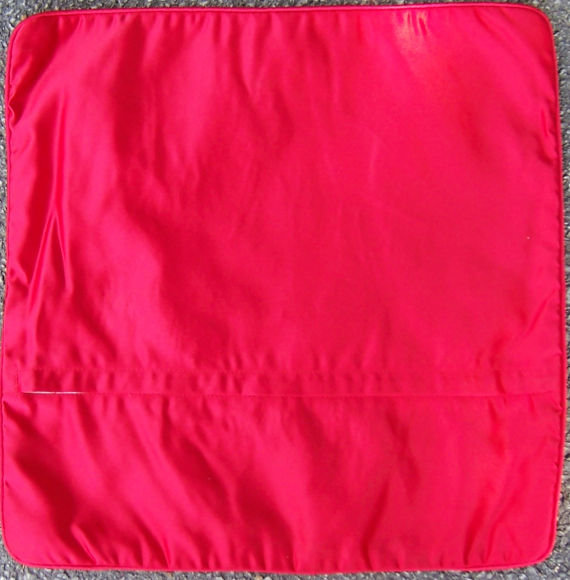 Red Satin Pillow Cover Embroidered with Flowers