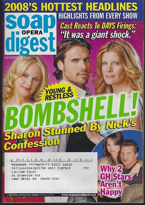 Soap Opera Digest Magazine December 23, 2008 Young and Restless Bombshell Cover