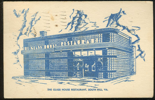 Postcard of Glass House Restaurant South Hill, Virginia