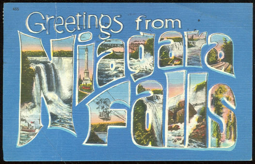 Greetings Postcard from Niagara Falls, New York 1955