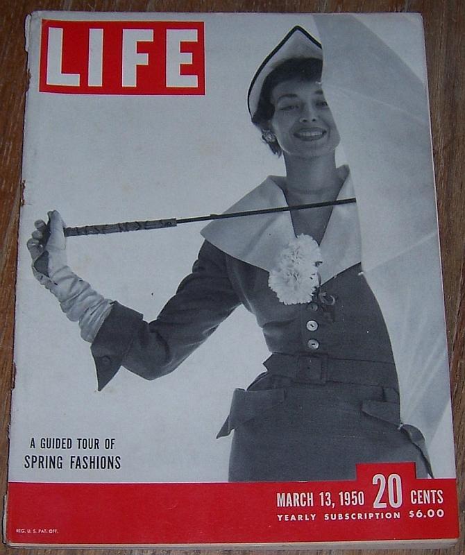 Life Magazine March 13, 1950 Dorian Leigh In Spring Fashions on cover