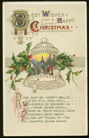Best Wishes For a Happy Christmas Postcard with Bell
