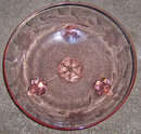 Vintage Floral Etched Pink Three Footed Candy Bowl