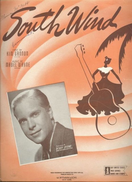 South Wind Featured by Bobby Byrne 1942 Sheet Music
