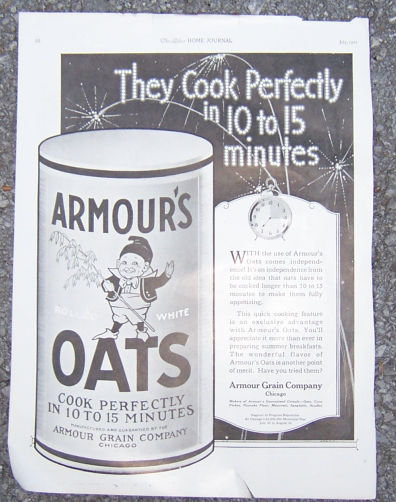Armour's Rolled Oats 1921 Magazine Advertisment