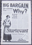 Sturtevant Vacuum Cleaners 1916 Magazine Advertisement