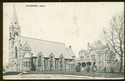Postcard of Sacred Heart Cathedral, Davenport, Iowa