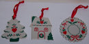 Set of Three Russ Berrie Ceramic Christmas Ornaments