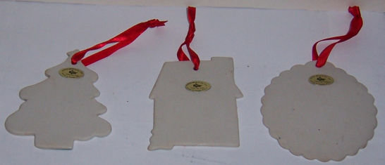 Set of Three Russ Berrie Ceramic Christmas Ornaments