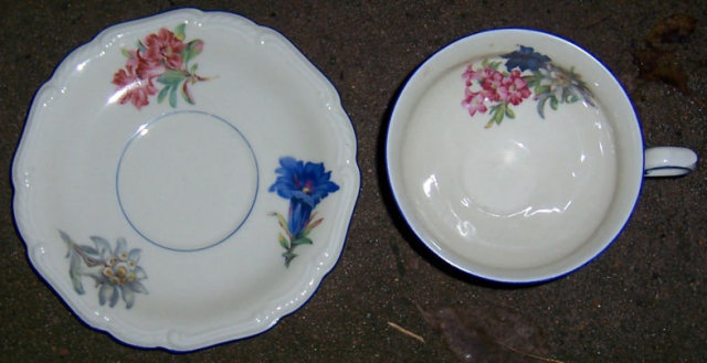 US Zone Germany Jaeger Cup and Saucer with Flowers