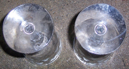 Set of Two Vintage Floral Etched Red Wine Glasses