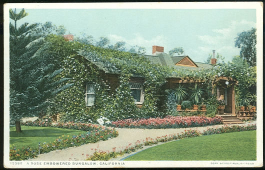 Postcard of A Rose Embowered Bungalow, California