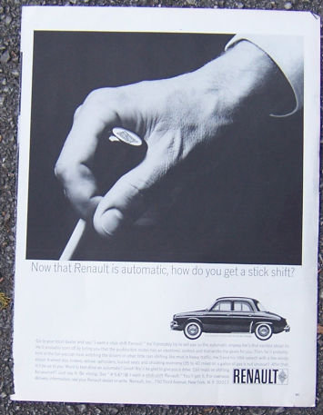1963 Renault Stick Shift Automobile Magazine Ad