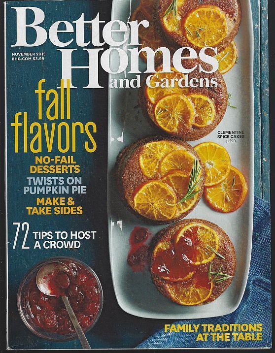Better Homes and Gardens Magazine November 2015 Fall Flavors/Thanksgiving/Pie