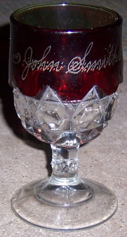 Vintage Ruby Flashed Sunken Honeycomb Souvenir Goblet
