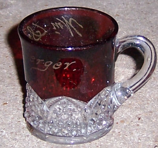 Vintage Ruby Flashed Souvenir Button Arch Toothpick