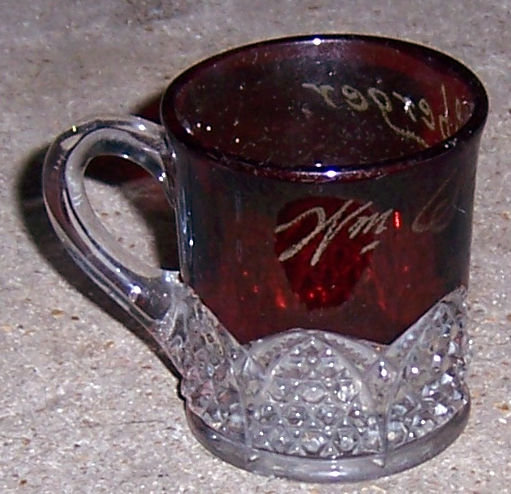 Vintage Ruby Flashed Souvenir Button Arch Toothpick