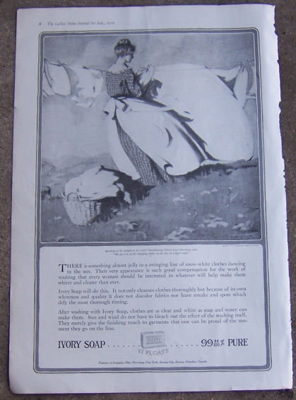 Ivory Soap Hanging Clothes on Line in High Wind 1916 Advertisement