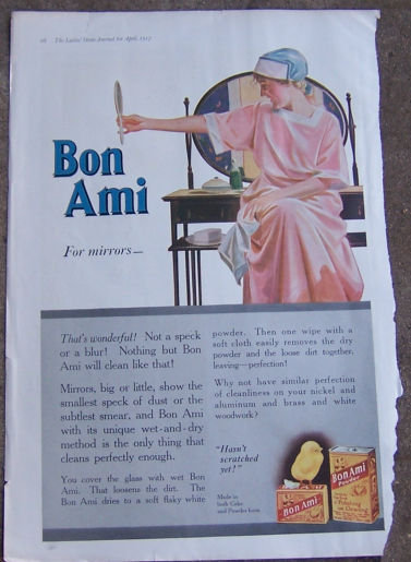 Bon Ami For Mirrors 1917 Color Magazine Advertisement