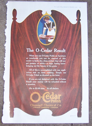 O-Cedar Furniture Polish 1916 Color Advertisement