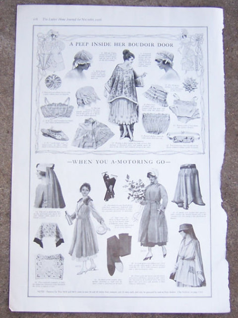 Clothes for the Boudoir and Motoring 1916 LHJ Page