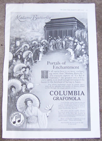 Madame Butterfly on Columbia Grafonola 1917 Ad