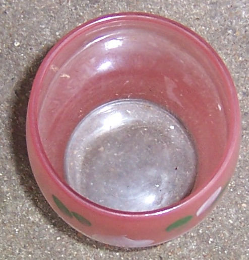 Vintage Pink Glass with Handpainted White Flower