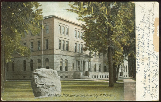 Law Building, Univerisity of Michigan 1908 Postcard
