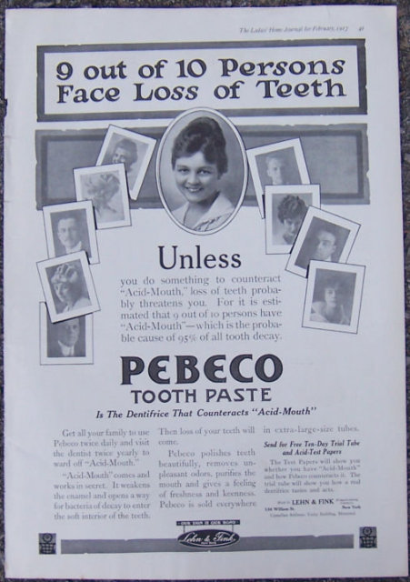 Pebeco Toothpaste Fights Acid Mouth 1917 Advertisement
