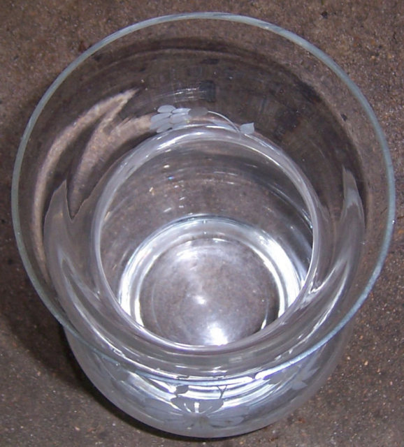 Large Glass Vase with Etched Floral Design Both Sides