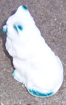 White Sitting Cat Figurine with Green Highlights