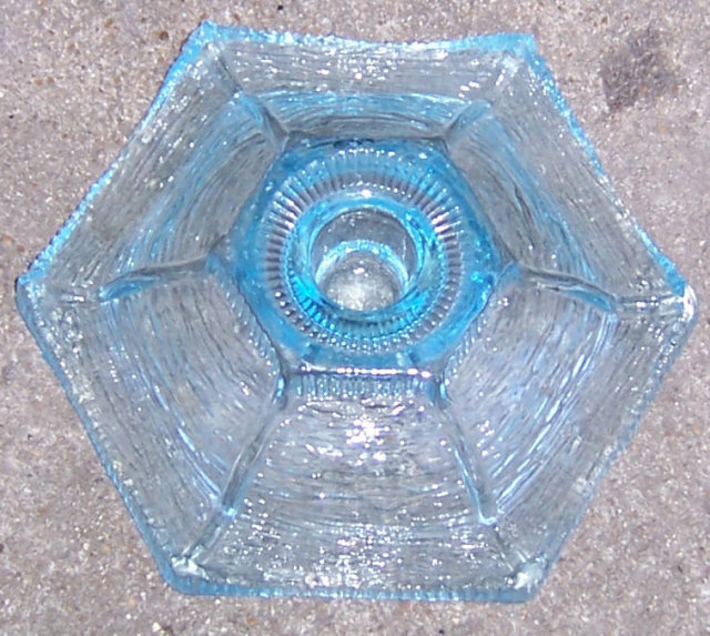 Vintage Blue Glass Candle Holder With Rustic Surface