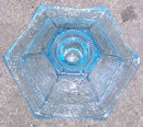 Vintage Blue Glass Candle Holder With Rustic Surface