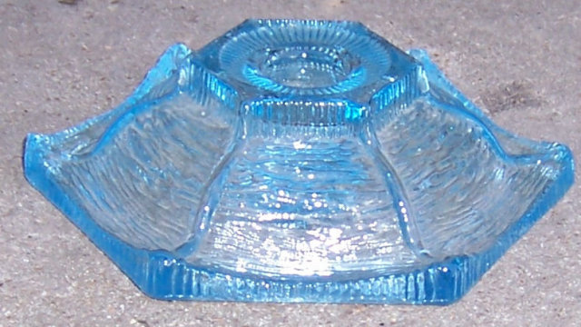 Vintage Blue Glass Candle Holder With Rustic Surface