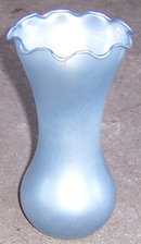 Vintage Light Blue Glass Vase with Ruffled Top