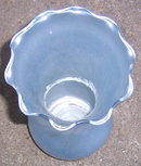 Vintage Light Blue Glass Vase with Ruffled Top