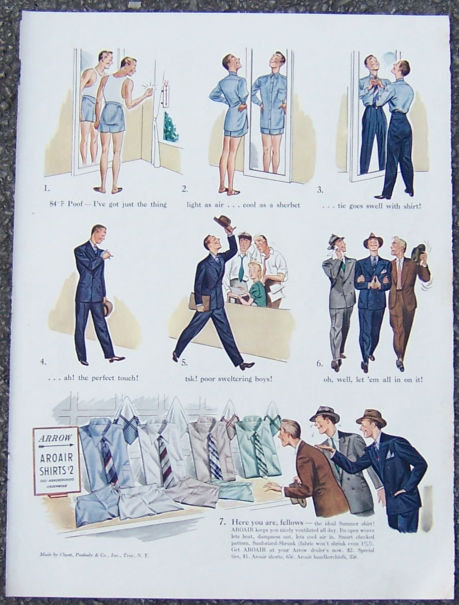 1940 Arrow Aroair Shirt Magazine Color Advertisment